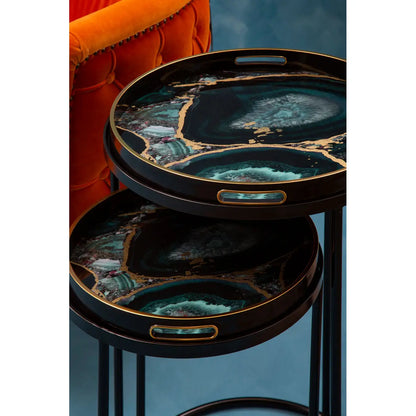 aRmanica CELINI SET OF TWO AGATE NESTING TABLES