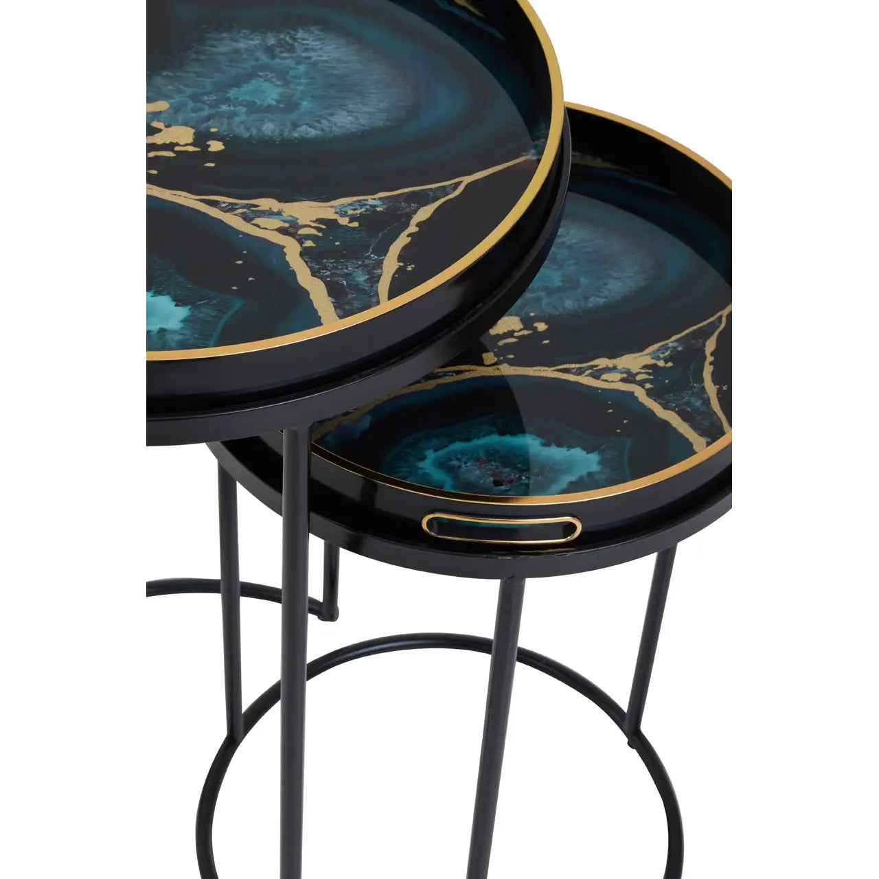 aRmanica CELINI SET OF TWO AGATE NESTING TABLES