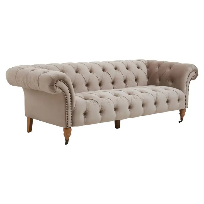 aRmanica Huri THREE SEAT NATURAL VELVET SOFA