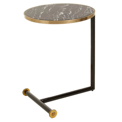 aRmanica ARIA BLACK GLASS BLACK MARBLE EFFECT SIDE TABLE