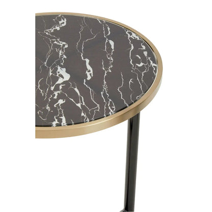 aRmanica ARIA BLACK GLASS BLACK MARBLE EFFECT SIDE TABLE