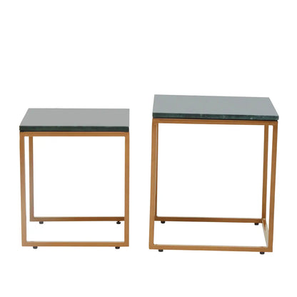 aRmanica Set Of Two Green Marble Side Tables