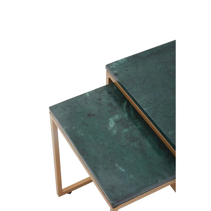 aRmanica Set Of Two Green Marble Side Tables