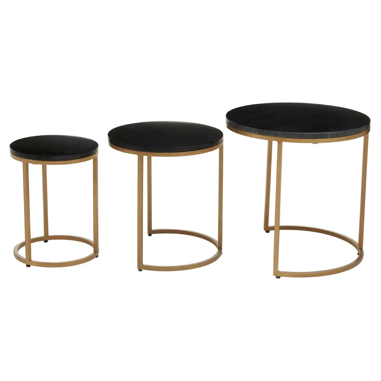 aRmanica Set Of Three Black Marble Side Tables