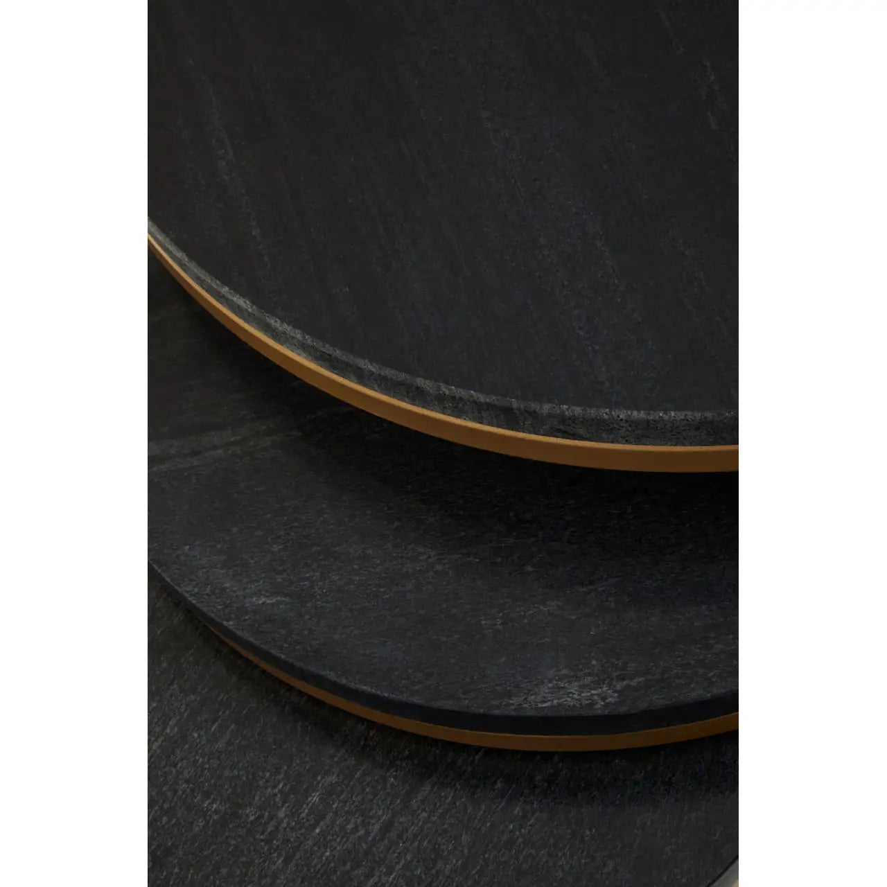 aRmanica Set Of Three Black Marble Side Tables