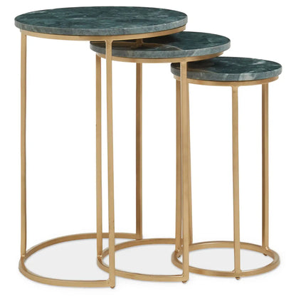 aRmanica Nest Of 3 Green Marble Tables