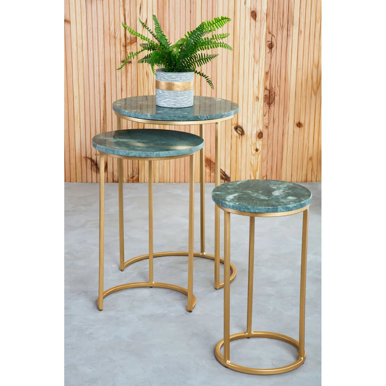 aRmanica Nest Of 3 Green Marble Tables