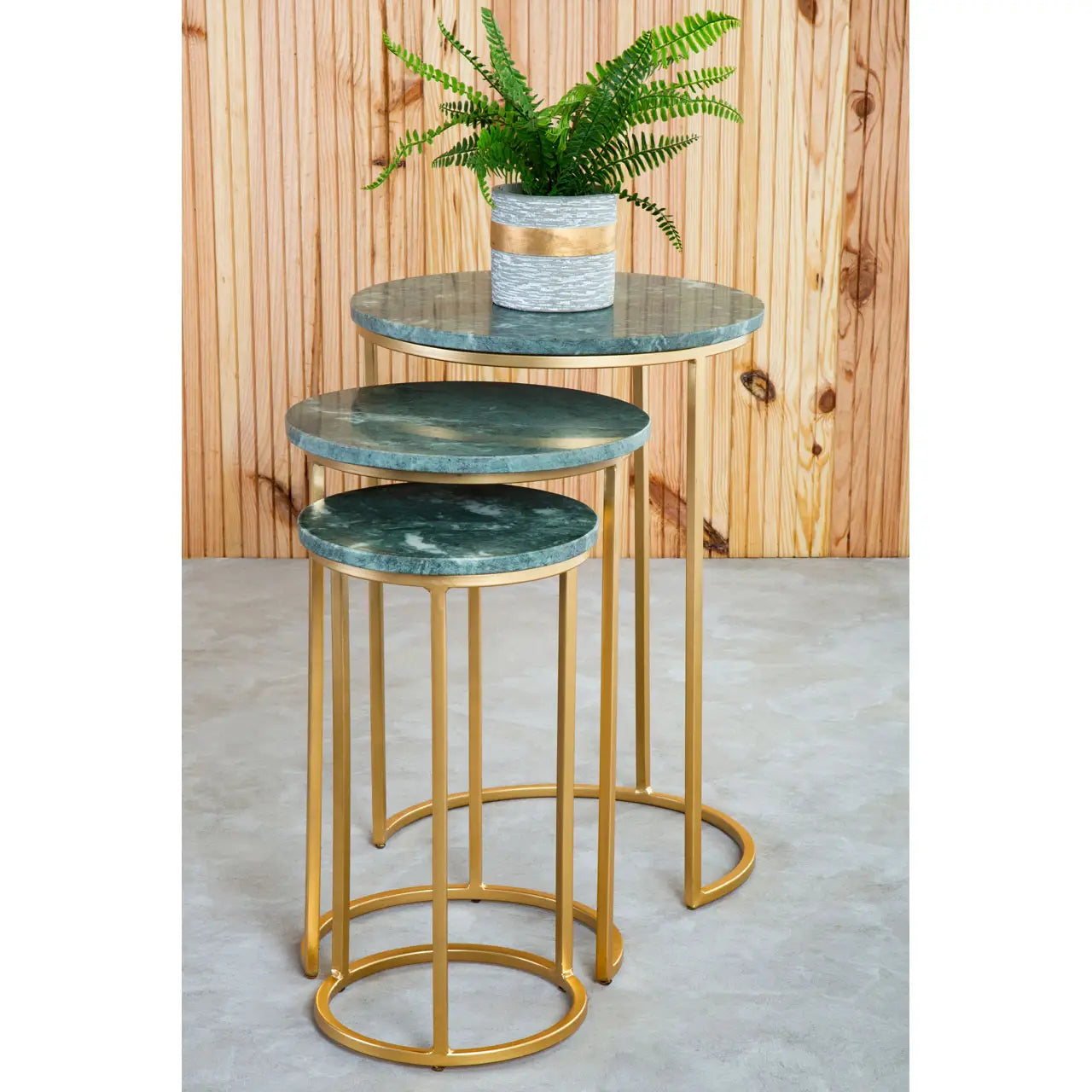 aRmanica Nest Of 3 Green Marble Tables