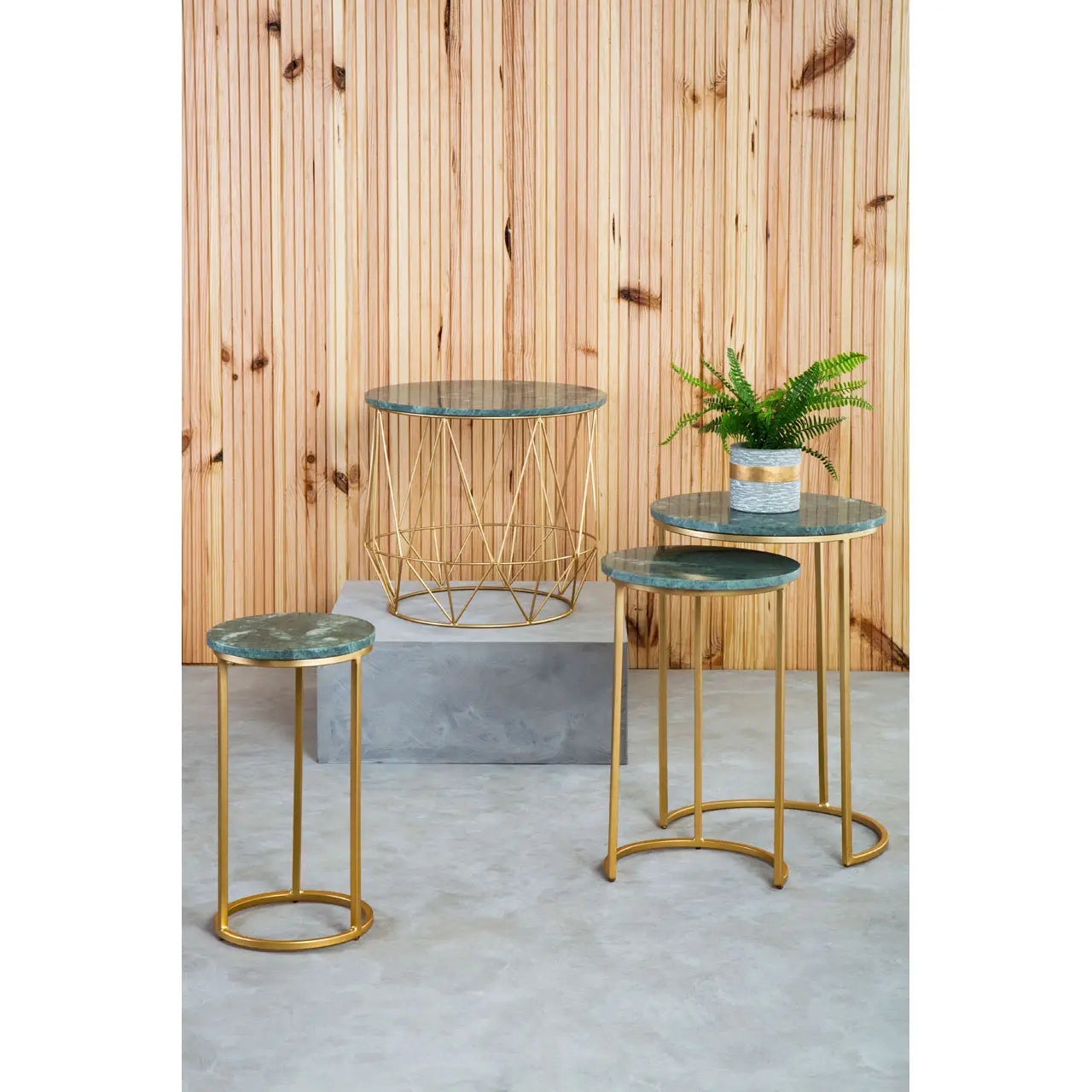 aRmanica Nest Of 3 Green Marble Tables