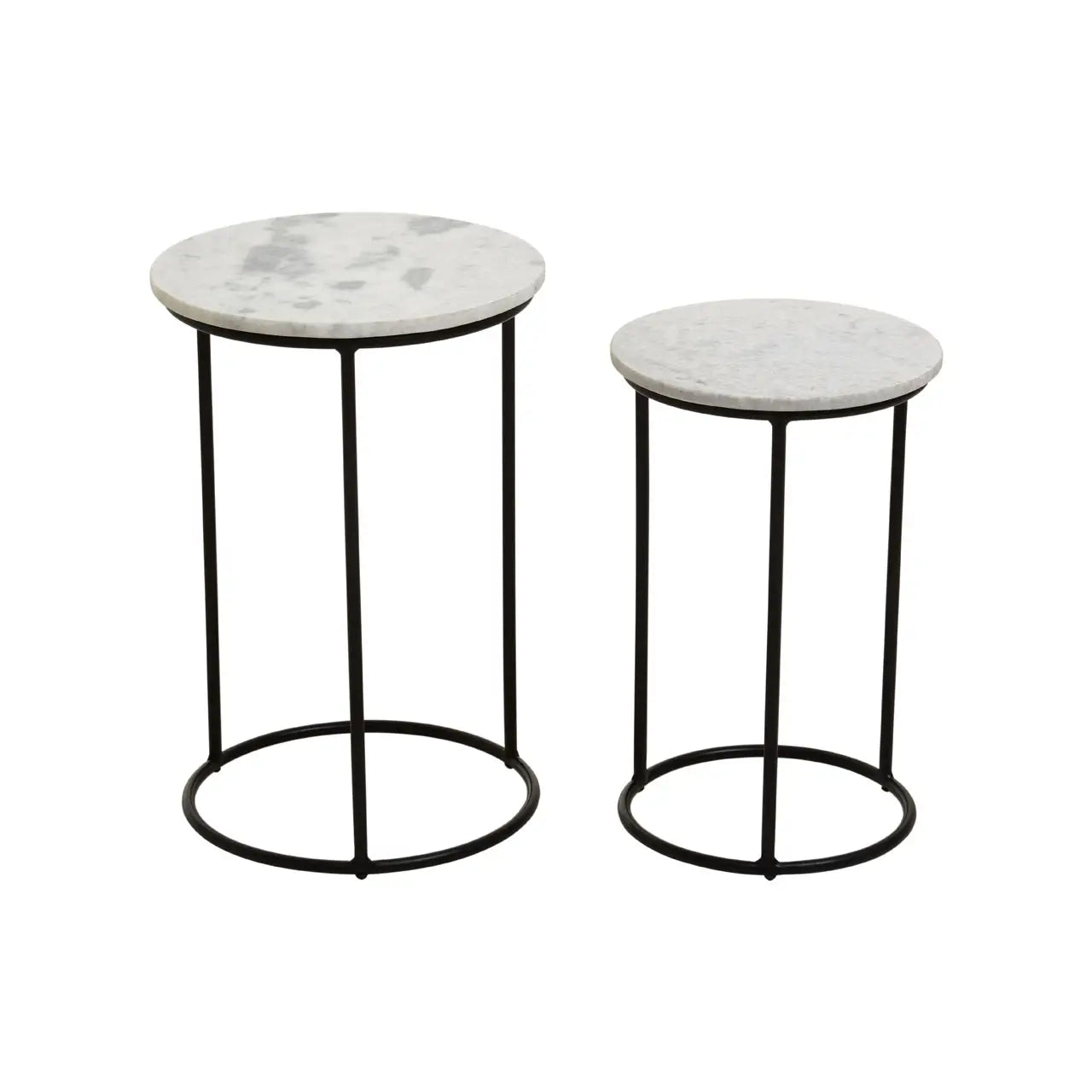 aRmanica Nest Of 2 White Marble Side Tables