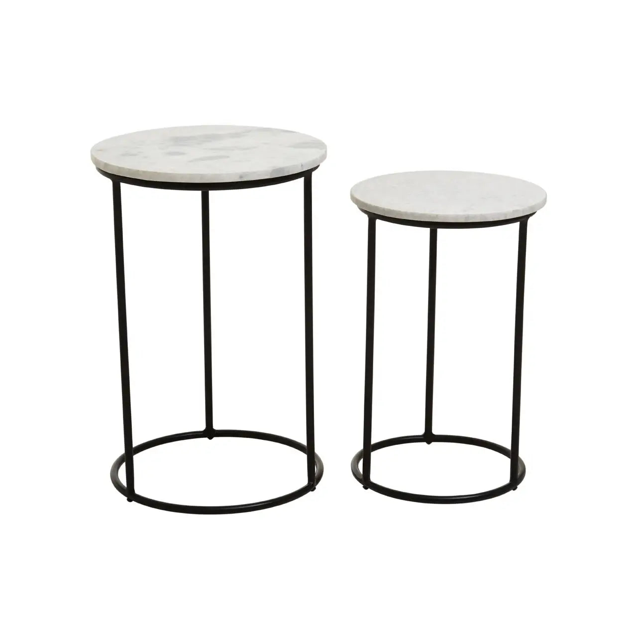 aRmanica Nest Of 2 White Marble Side Tables