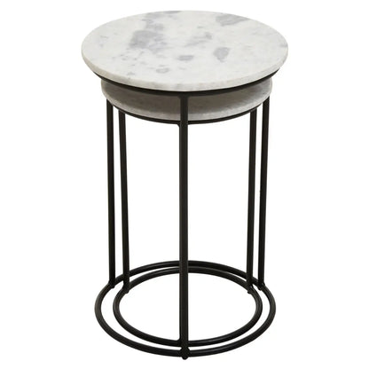 aRmanica Nest Of 2 White Marble Side Tables