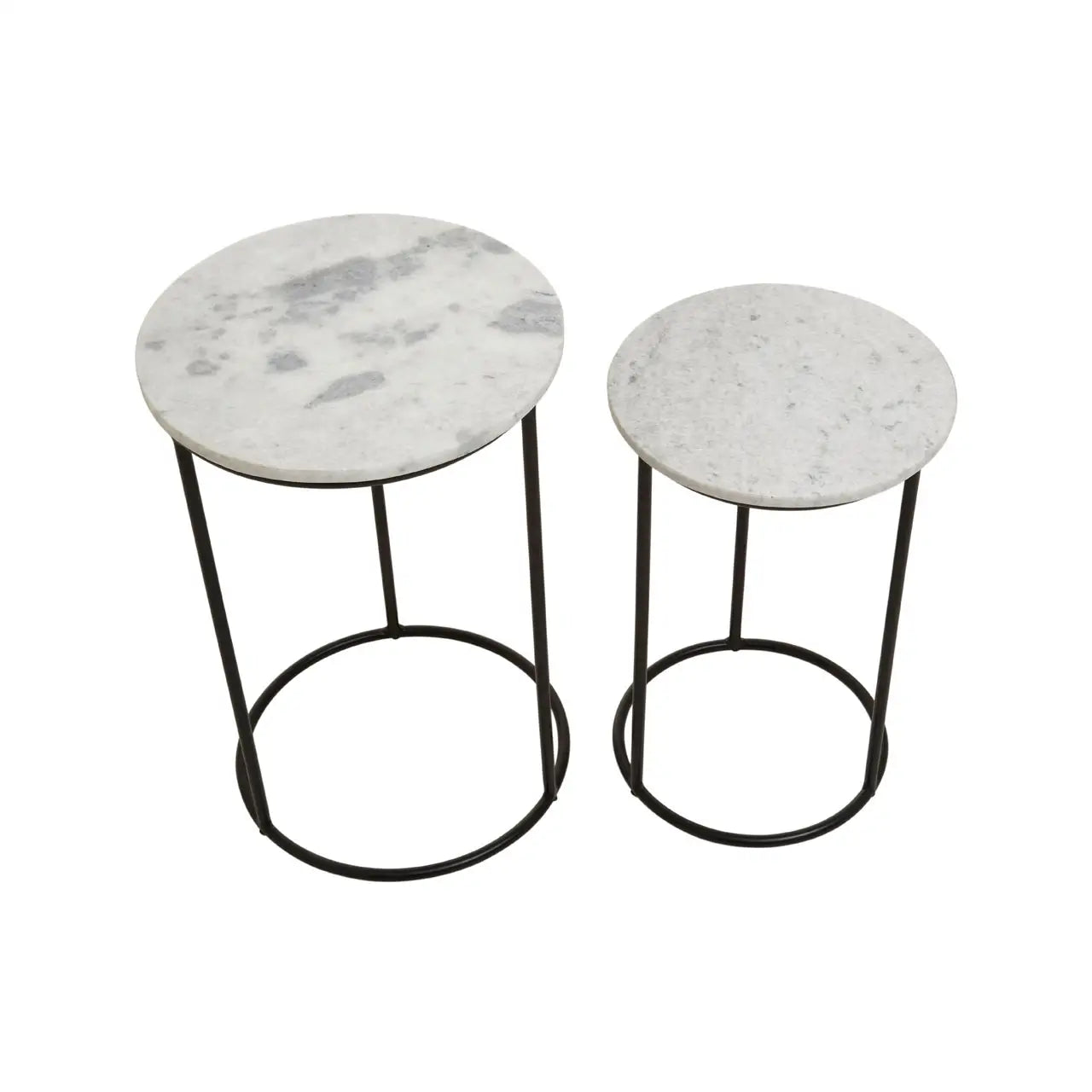 aRmanica Nest Of 2 White Marble Side Tables