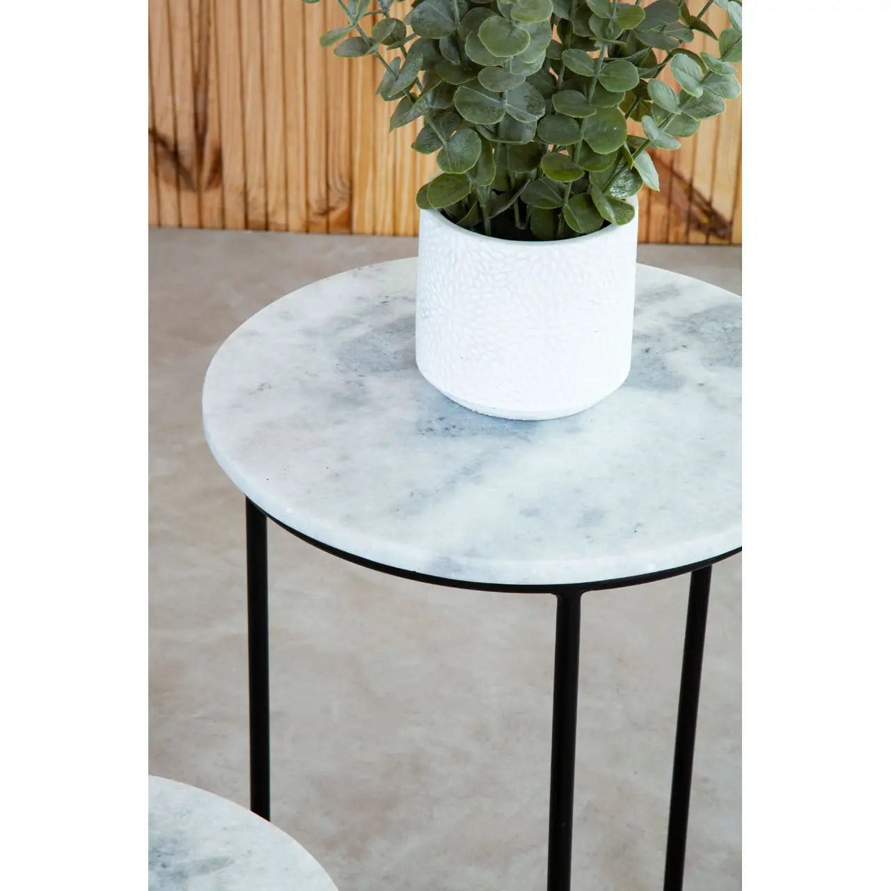 aRmanica Nest Of 2 White Marble Side Tables