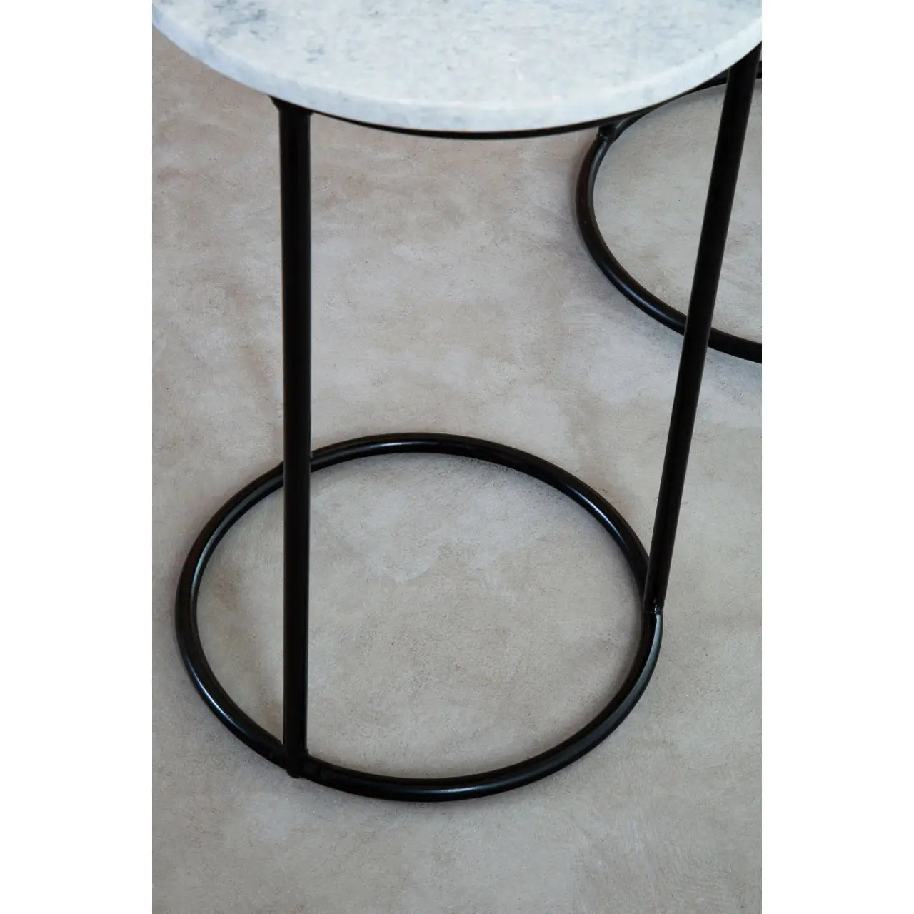 aRmanica Nest Of 2 White Marble Side Tables