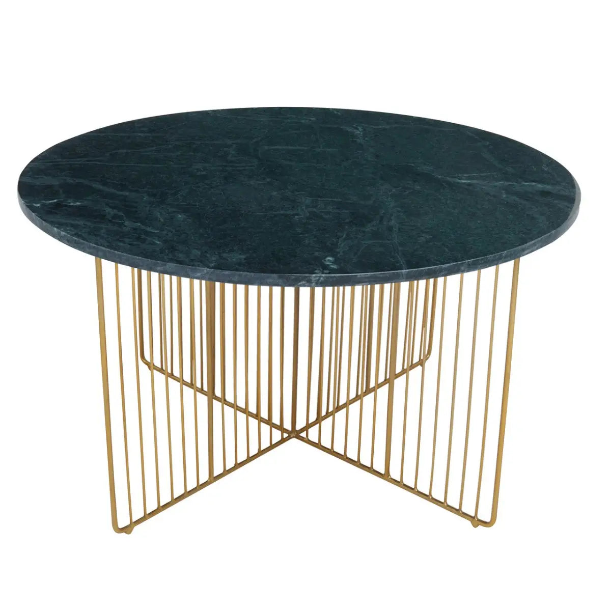 aRmanica NIRVAN GREEN MARBLE / GOLD FRAME ROUND COFFEE TABLE