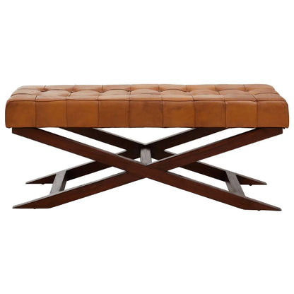 aRmanica ICNA GENUINE LEATHER CEDAR WOOW BENCH WITH CROSS BASE