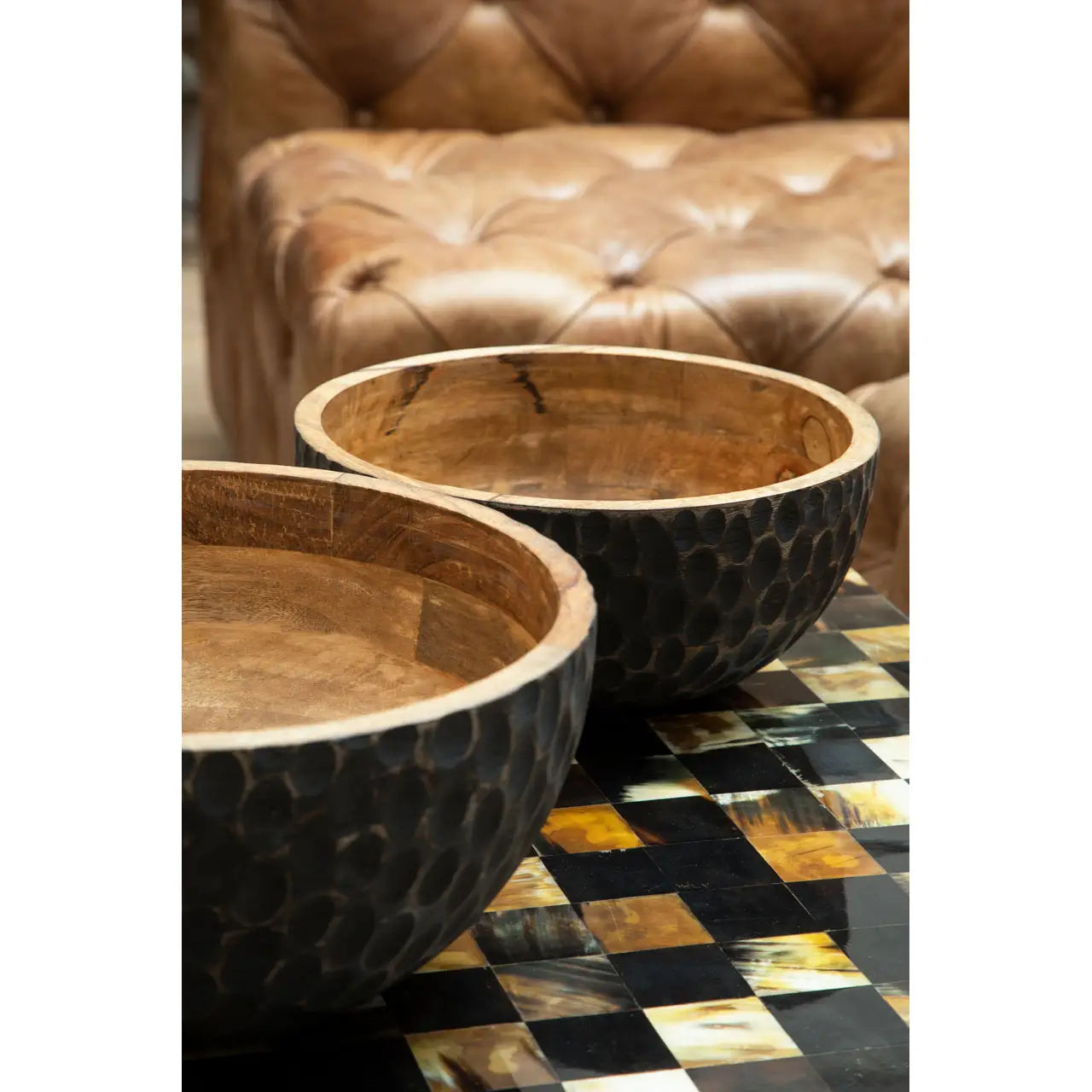 aRmanica OBRO BLACK SHELL SQUARE COFFEE TABLE