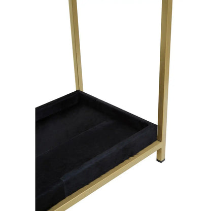 aRmanica KENSINGTON TOWNHOUSE HAIR ON HIDE BLACK AND GOLD CONSOLE TABLE