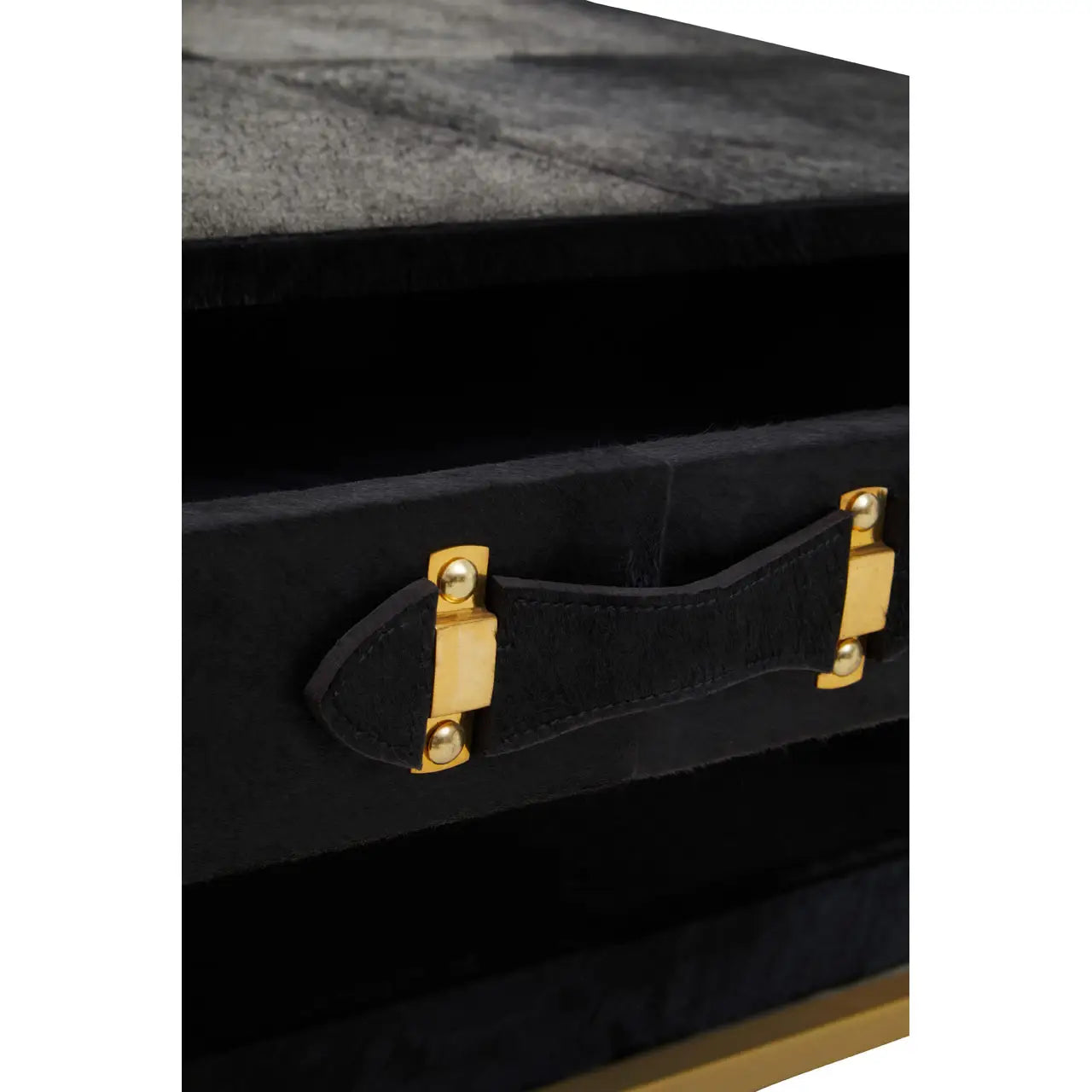 aRmanica MAYFAIR TOWNHOUSE HAIR ON HIDE BLACK AND GOLD COFFEE TABLE