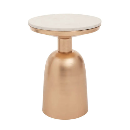 aRmanica AMIO WHITE MARBLE TOP GOLD BASE SIDE TABLE