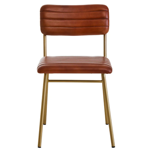 aRmanica BUFFALO TAN LEATHER ALVES DINING CHAIR  X2