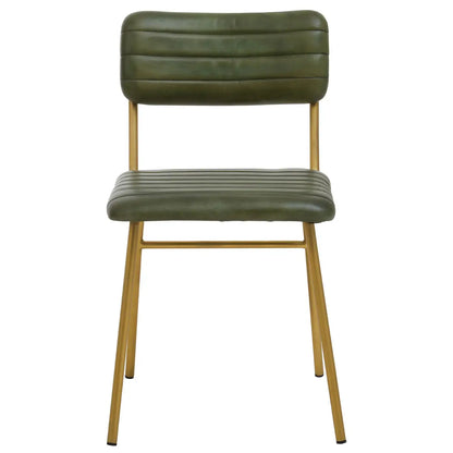 aRmanica BUFFALO GREEN LEATHER ALVES DINING CHAIR  X2