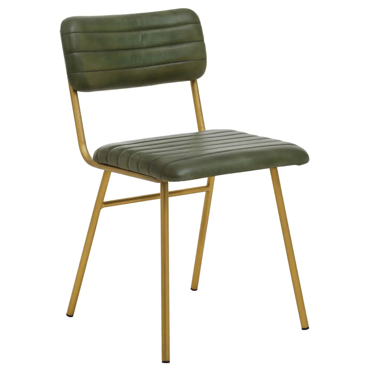 aRmanica BUFFALO GREEN LEATHER ALVES DINING CHAIR  X2