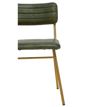 aRmanica BUFFALO GREEN LEATHER ALVES DINING CHAIR  X2