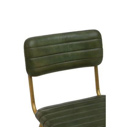 aRmanica BUFFALO GREEN LEATHER ALVES DINING CHAIR  X2