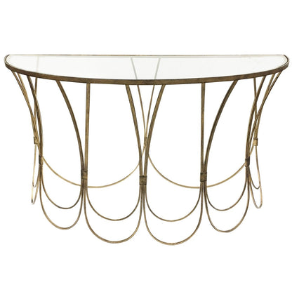 aRmanica Champagne Iron Console Table With Scallop Detail