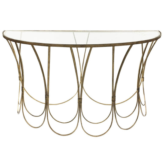 aRmanica Champagne Iron Console Table With Scallop Detail