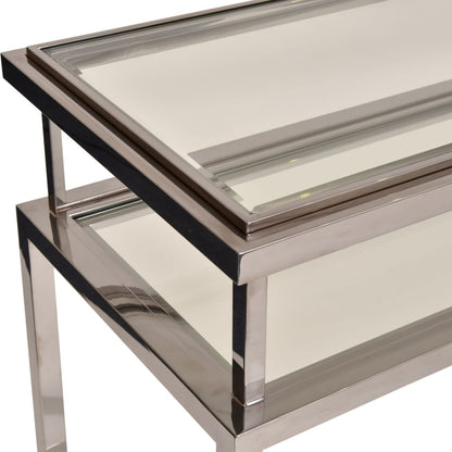 aRmanica Stainless Steel and Glass Console Table 160x45x76cm