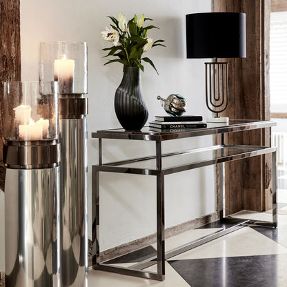 aRmanica Stainless Steel and Glass Console Table 160x45x76cm