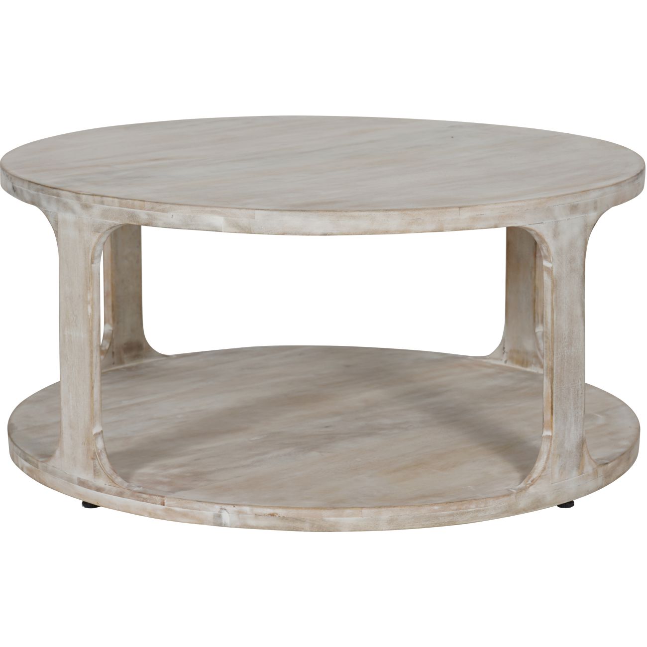 aRmanica Solid Carved Wooden Coffee Table in Whitewash Finish