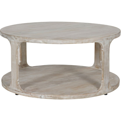 aRmanica Solid Carved Wooden Coffee Table in Whitewash Finish