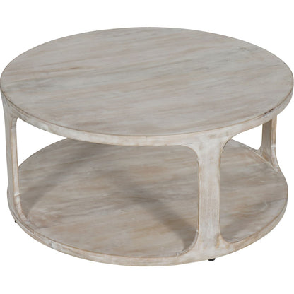 aRmanica Solid Carved Wooden Coffee Table in Whitewash Finish