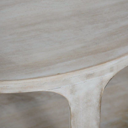 aRmanica Solid Carved Wooden Coffee Table in Whitewash Finish