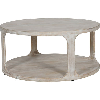 aRmanica Solid Carved Wooden Coffee Table in Whitewash Finish