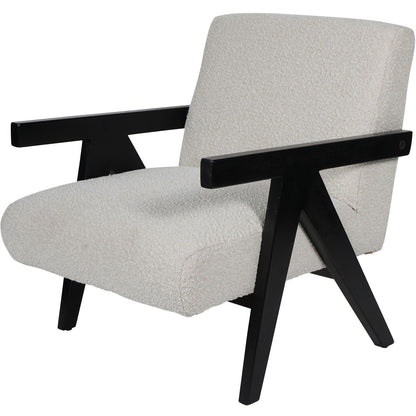 aRmanica Wooden Frame Cream Boucle Armchair