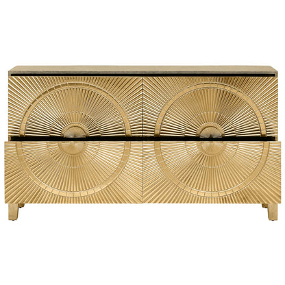 aRmanica Gold Embossed Metal Four Drawer Buffet