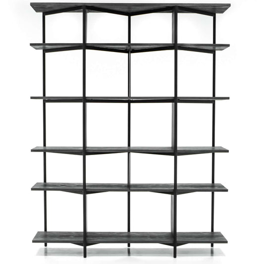 aRmanica Bronk Black Acacia Bookcase Shelving Unit