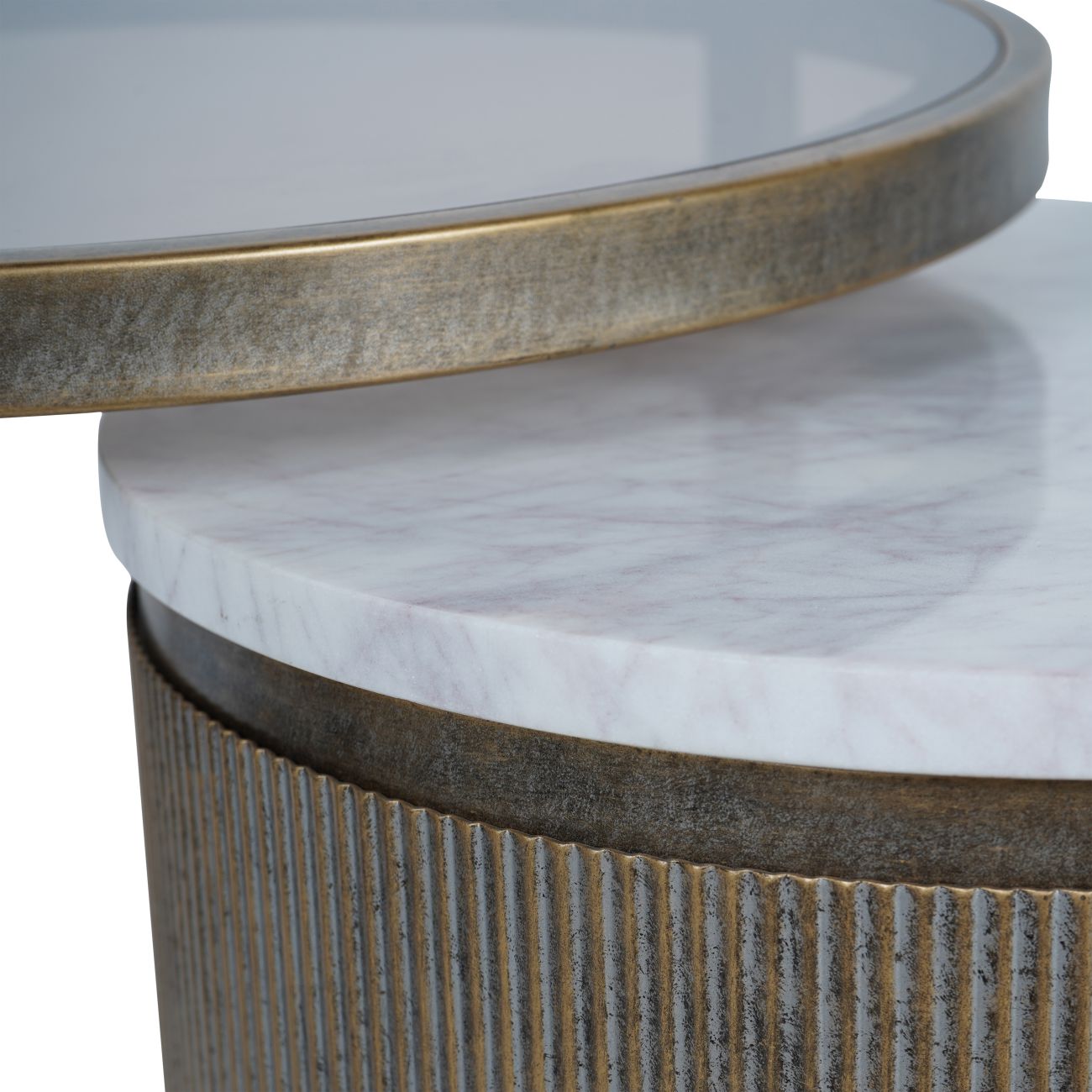 aRmanica Belvedere Aged Gold Nesting Side Table