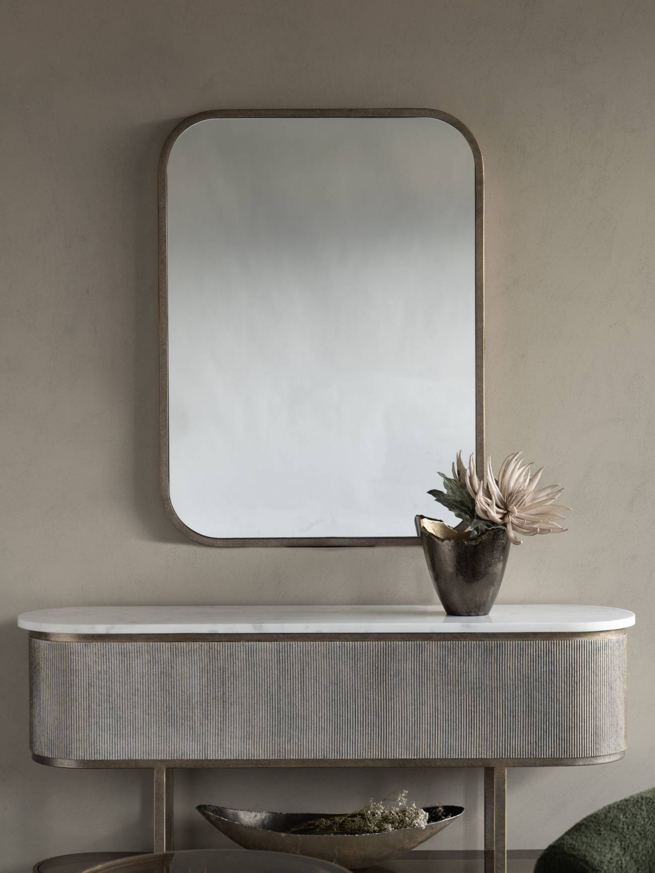 aRmanica Belvedere Aged Gold Rectangular Mirror 102x76cm