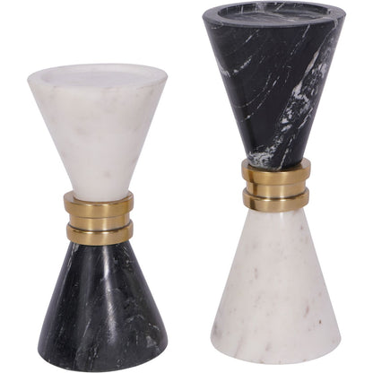 aRmanica Black & White Marble Candle Holder