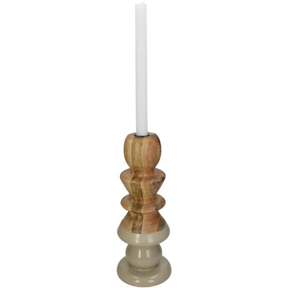 aRmanica Candle Stick Wood Beige 32cm