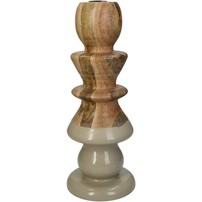 aRmanica Candle Stick Wood Beige 32cm