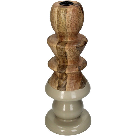 aRmanica Candle Stick Wood Beige 32cm