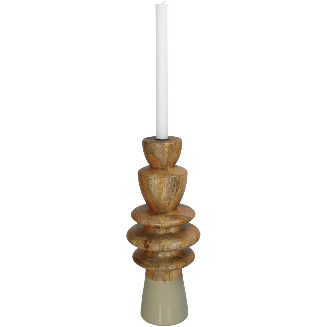 aRmanica Candle Stick Wood Beige 38cm