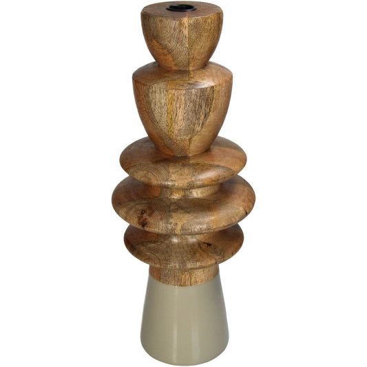 aRmanica Candle Stick Wood Beige 38cm